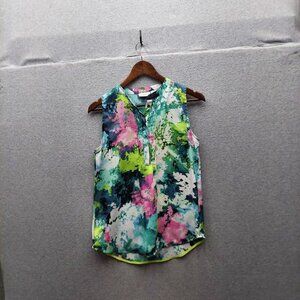 Liz Claiborne Petite Sleeveless Watercolor Print Blouse PS 100% Polyester